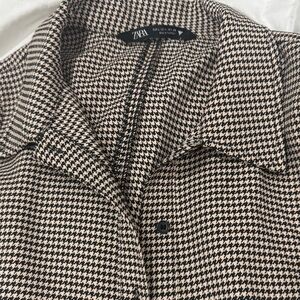 Zara Houndstooth Blazer in Black and Cream